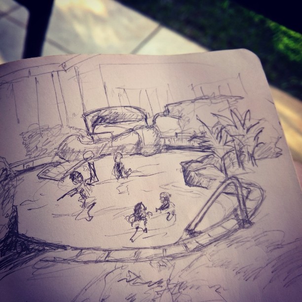 #poolside #doodle #sketch in #Maui