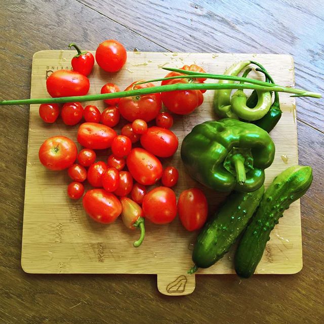 #breakfast #vegetables from #ourgarden.  It is a #Romanianthing. Vegetables for breakfast, that is.