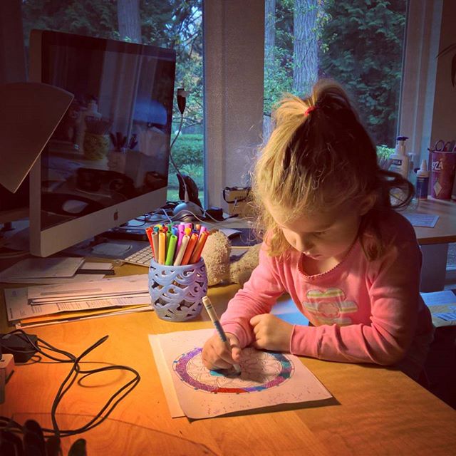 The best kind of #art sometimes happens #early in the #morning.  #maiagale #youngartist #studio