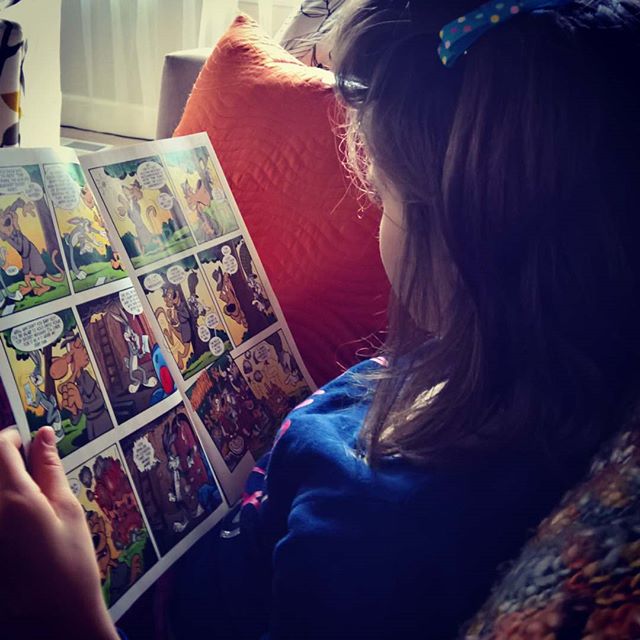 #sofiagale discovered a new #hobby #reading #comics. #bugsbunny  #comicbook