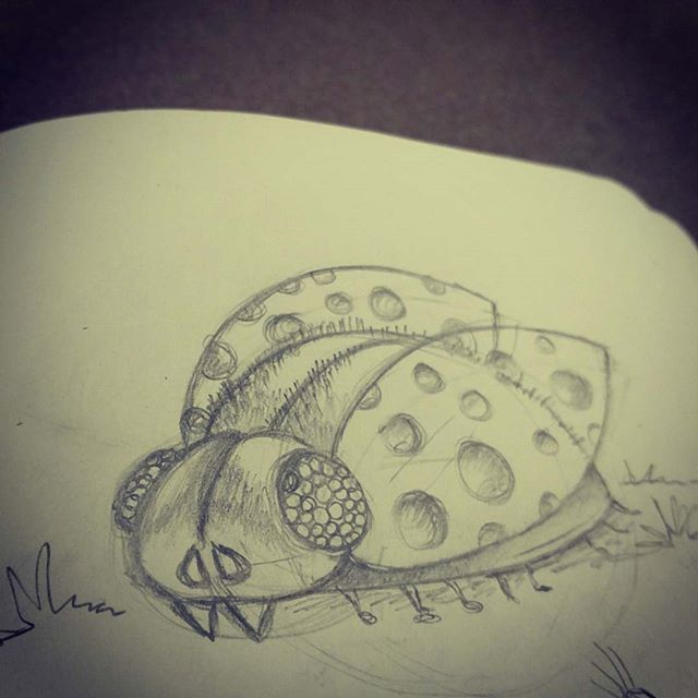 Here is #doodle of a #bug I did during a #meeting not so long ago.  The bug started #cute but as the meeting progressed, the little bug developed an #attitude... #draw #sketch