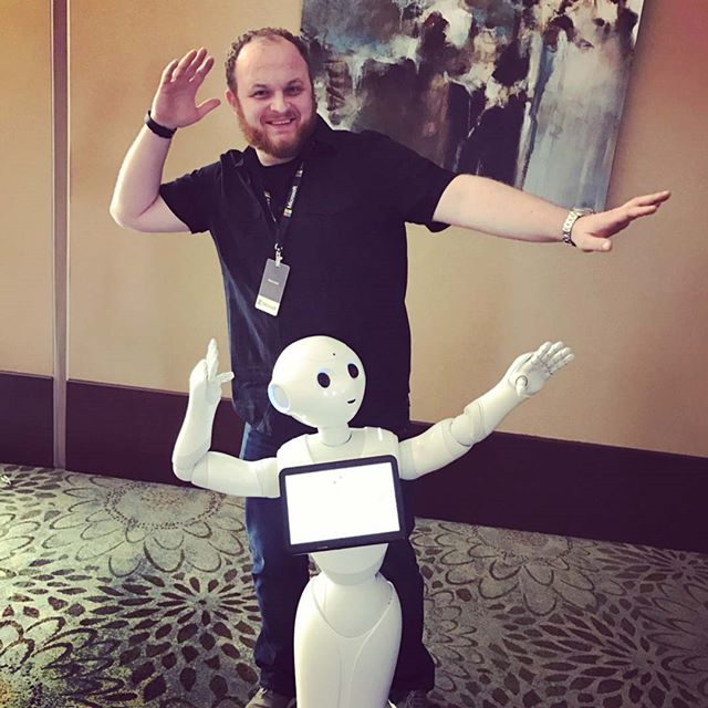 #posing with #Peper the #robot.  Was doing the #huseinbolt #pose