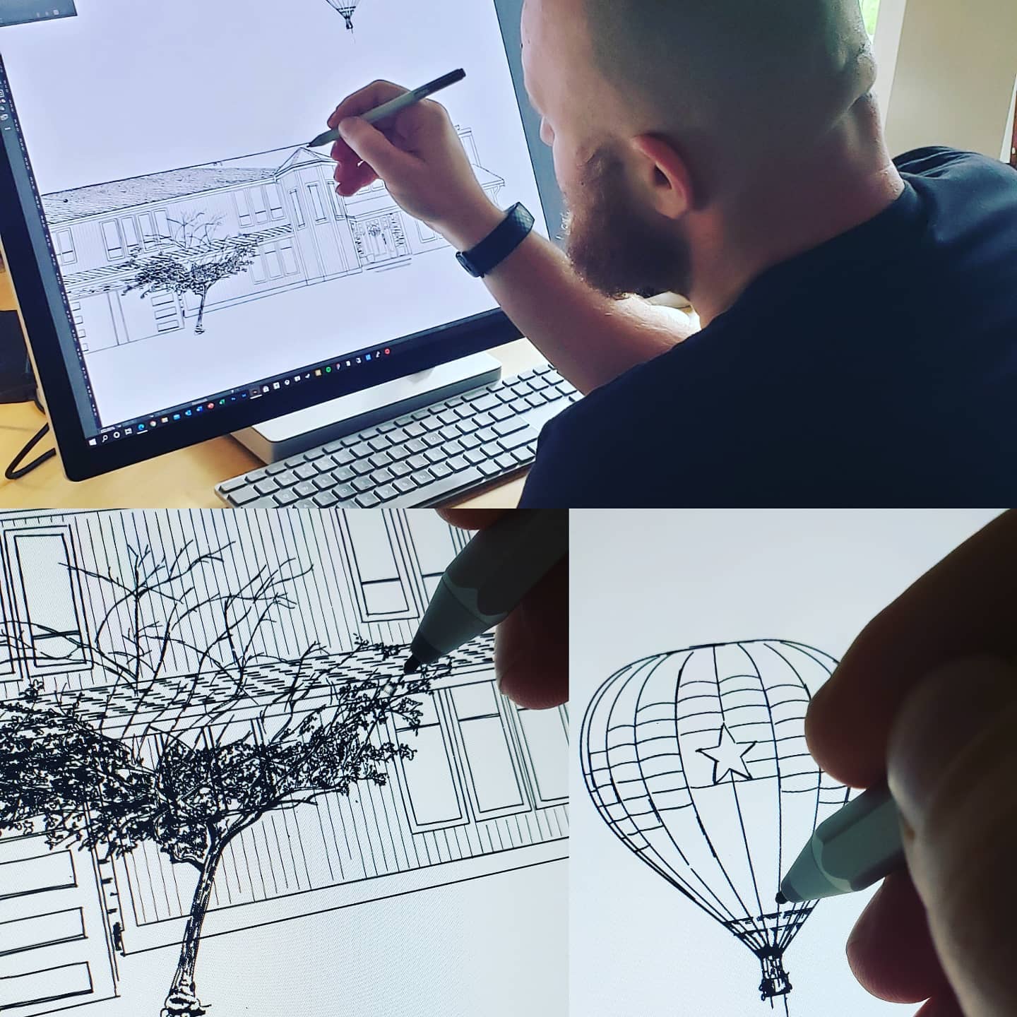 #Drawing and making an #illustration for the #HollywoodHillHoney #jar #label.  #SurfaceStudio #GaleEstates #HollywoodHill